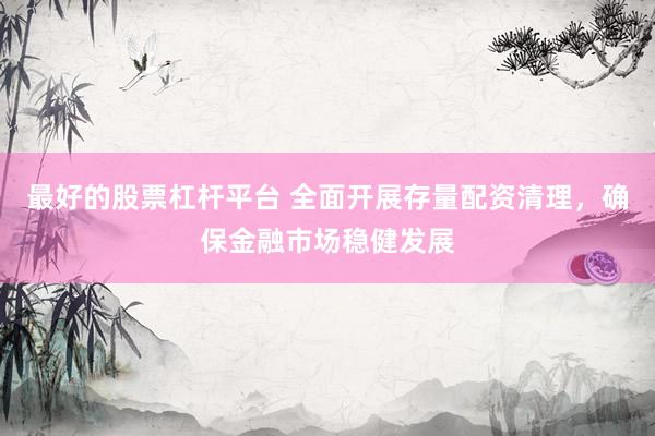 最好的股票杠杆平台 全面开展存量配资清理，确保金融市场稳健发展