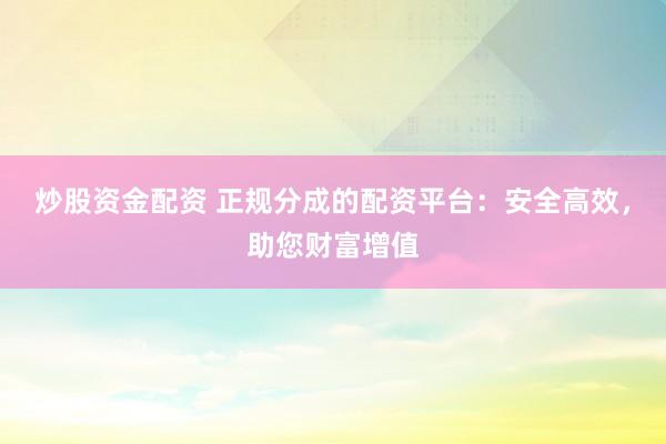 炒股资金配资 正规分成的配资平台：安全高效，助您财富增值