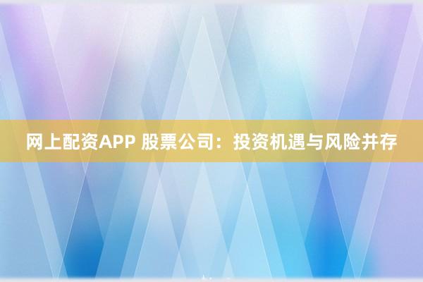 网上配资APP 股票公司：投资机遇与风险并存