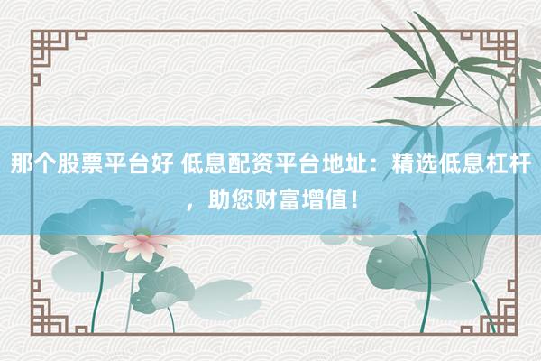 那个股票平台好 低息配资平台地址：精选低息杠杆，助您财富增值！