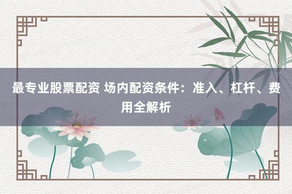 最专业股票配资 场内配资条件：准入、杠杆、费用全解析