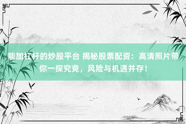 能加杠杆的炒股平台 揭秘股票配资：高清照片带你一探究竟，风险与机遇并存！