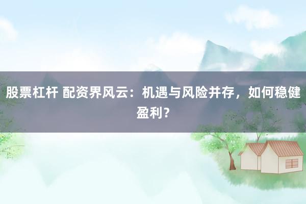 股票杠杆 配资界风云：机遇与风险并存，如何稳健盈利？