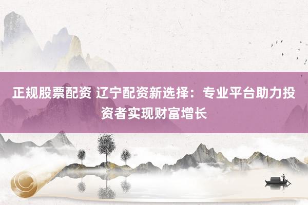 正规股票配资 辽宁配资新选择:专业平台助力投资者实现财富增长