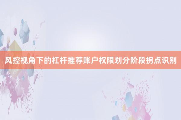 风控视角下的杠杆推荐账户权限划分阶段拐点识别
