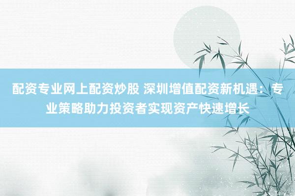 配资专业网上配资炒股 深圳增值配资新机遇：专业策略助力投资者实现资产快速增长